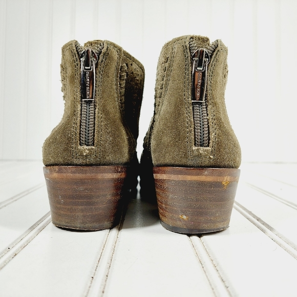 Vince Camuto Prasata Taupe Suede Back Zip Pump Heels Ankle Booties I313 - Picture 6 of 12